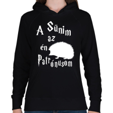 PRINTFASHION A Sünim az én Patrónusom - Női kapucnis pulóver - Fekete női pulóver, kardigán