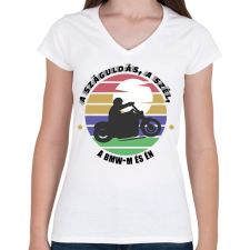 PRINTFASHION A száguldás, a szél - BMW - Női V-nyakú póló - Fehér női póló
