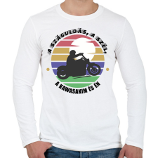 PRINTFASHION A száguldás, a szél -- Kawasaki - Férfi hosszú ujjú póló - Fehér férfi póló