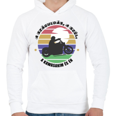 PRINTFASHION A száguldás, a szél -- Kawasaki - Férfi kapucnis pulóver - Fehér