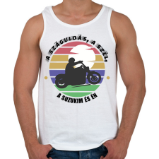 PRINTFASHION A száguldás, a szél - Suzuki - Férfi atléta - Fehér atléta, trikó