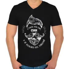PRINTFASHION A szakáll nem szúr - Fehér - Férfi V-nyakú póló - Fekete férfi póló