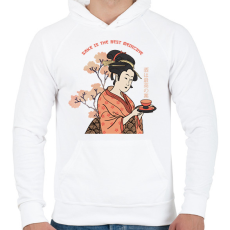 PRINTFASHION A szaké a legjobb orvosság - Férfi kapucnis pulóver - Fehér