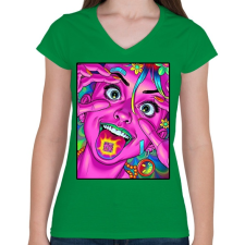 PRINTFASHION A szem a lélek tükre. - Női V-nyakú póló - Zöld női póló