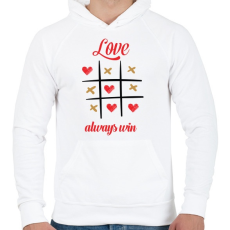 PRINTFASHION A szerelem mindig győz - Férfi kapucnis pulóver - Fehér