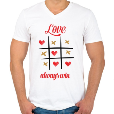 PRINTFASHION A szerelem mindig győz - Férfi V-nyakú póló - Fehér férfi póló
