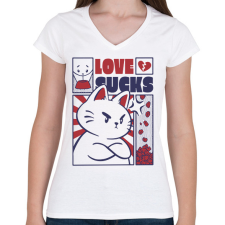 PRINTFASHION A szerelem szívás - Női V-nyakú póló - Fehér női póló