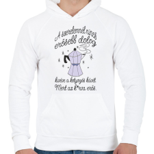 PRINTFASHION A szerelemnél nincs erősebb. Kivéve a kotyogós kávét - Férfi kapucnis pulóver - Fehér férfi pulóver, kardigán