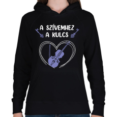 PRINTFASHION A szívemhez a kulcs - Hegedű - Női kapucnis pulóver - Fekete