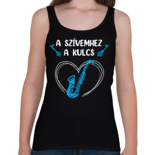 PRINTFASHION A szívemhez a kulcs - Szaxofon - Női atléta - Fekete női trikó