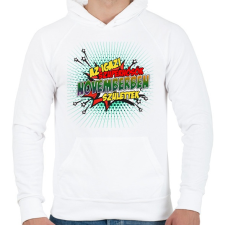 PRINTFASHION A szuperhősök novemberben születtek - Férfi kapucnis pulóver - Fehér férfi pulóver, kardigán