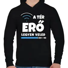 PRINTFASHION A térerő legyen veled - Férfi kapucnis pulóver - Fekete férfi pulóver, kardigán