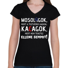 PRINTFASHION A testvéred vagyok :) - fehér - Női V-nyakú póló - Fekete női póló