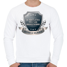 PRINTFASHION A tökéletes férfiak augusztus - Férfi pulóver - Fehér