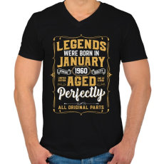 PRINTFASHION A tökéletes legendák januárban születtek - Férfi V-nyakú póló - Fekete