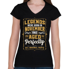 PRINTFASHION A tökéletes legendák novemberben születtek - Női V-nyakú póló - Fekete női póló