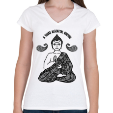 PRINTFASHION A tudás alázatosan ragyog - Női V-nyakú póló - Fehér