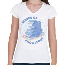 PRINTFASHION A tudás hulláma - Női V-nyakú póló - Fehér női póló