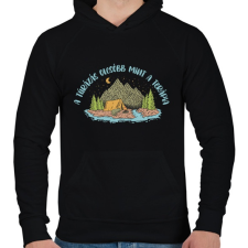 PRINTFASHION A túrázás olcsóbb mint a terápia - Férfi kapucnis pulóver - Fekete férfi pulóver, kardigán