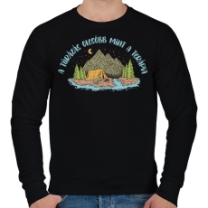 PRINTFASHION A túrázás olcsóbb mint a terápia - Férfi pulóver - Fekete