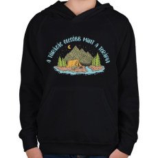 PRINTFASHION A túrázás olcsóbb mint a terápia - Gyerek kapucnis pulóver - Fekete