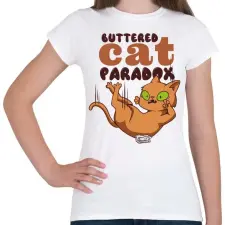 PRINTFASHION A vajazott macska paradoxon - Női póló - Fehér női póló