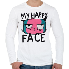 PRINTFASHION A vidám arckifejezésem - macska - Férfi hosszú ujjú póló - Fehér