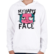 PRINTFASHION A vidám arckifejezésem - macska - Gyerek kapucnis pulóver - Fehér gyerek pulóver, kardigán