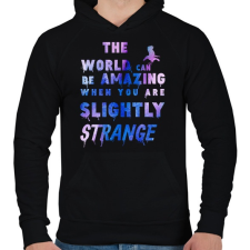 PRINTFASHION a világ csodálatos lehet, ha kissé furcsa vagy - Férfi kapucnis pulóver - Fekete férfi pulóver, kardigán