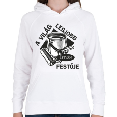 PRINTFASHION A világ legjobb festője - Névvel  - Női kapucnis pulóver - Fehér