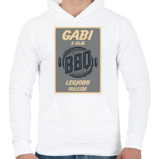 PRINTFASHION A világ legjobb grillezője - Névvel - Férfi kapucnis pulóver - Fehér