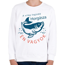 PRINTFASHION A világ legjobb horgásza ÉN vagyok - Gyerek pulóver - Fehér gyerek pulóver, kardigán