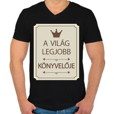 PRINTFASHION A világ legjobb könyvelője - Koronával - Férfi V-nyakú póló - Fekete