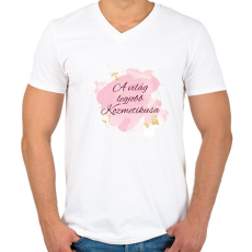 PRINTFASHION A világ legjobb kozmetikusa - Férfi V-nyakú póló - Fehér