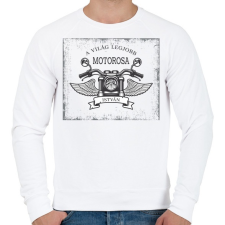 PRINTFASHION A világ legjobb motorosa - Névvel - Férfi pulóver - Fehér férfi pulóver, kardigán