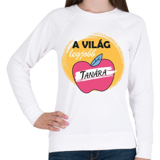 PRINTFASHION A világ legjobb tanára - Almás minta - Női pulóver - Fehér