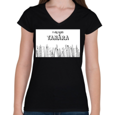 PRINTFASHION A világ legjobb tanára - Ceruzákkal - Női V-nyakú póló - Fekete