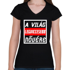 PRINTFASHION A világ legviccesebb nővére - Női V-nyakú póló - Fekete