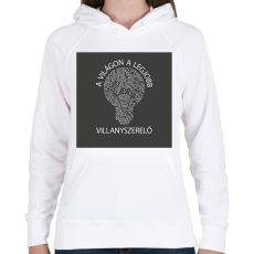 PRINTFASHION A világon a legjobb villanyszerelő - Női kapucnis pulóver - Fehér