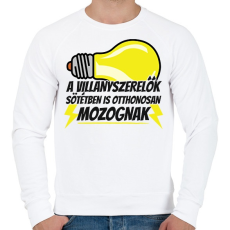 PRINTFASHION A villanyszerlők sötétben is otthonosan mozognak - Férfi pulóver - Fehér