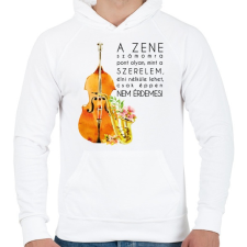 PRINTFASHION A zene számomra.  - Férfi kapucnis pulóver - Fehér férfi pulóver, kardigán