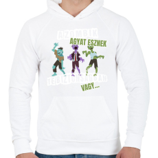 PRINTFASHION A zombik agyat esznek te biztonságban vagy - Férfi kapucnis pulóver - Fehér