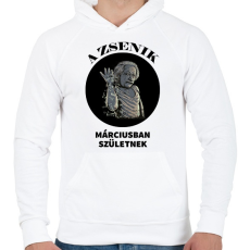 PRINTFASHION A zsenik márciusban születnek - Férfi kapucnis pulóver - Fehér