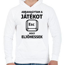 PRINTFASHION Abbahagytam a játékot, hogy eljöhessek - Férfi kapucnis pulóver - Fehér