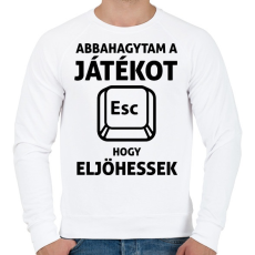 PRINTFASHION Abbahagytam a játékot, hogy eljöhessek - Férfi pulóver - Fehér