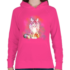 PRINTFASHION abstract cat - Női kapucnis pulóver - Fukszia női pulóver, kardigán