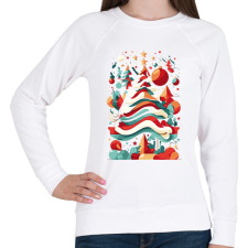 PRINTFASHION Absztrakt karácsony - Női pulóver - Fehér női pulóver, kardigán