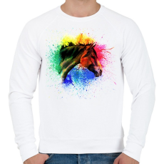 PRINTFASHION absztrakt ló arc - Férfi pulóver - Fehér