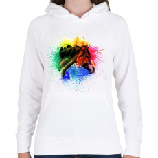 PRINTFASHION absztrakt ló arc - Női kapucnis pulóver - Fehér