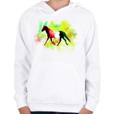 PRINTFASHION absztrakt ló - Gyerek kapucnis pulóver - Fehér gyerek pulóver, kardigán